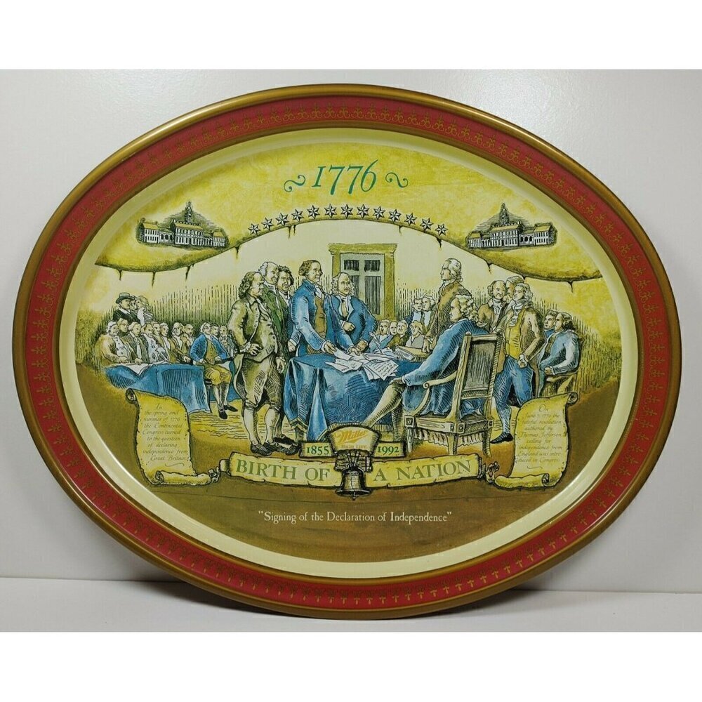 Miller Birth Of A Nation Declaration Of Independence Metal Serving Platter Tray